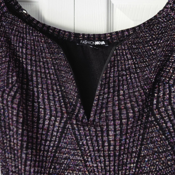 Fashion Nova Glittering Purple Long Sleeve Dress. Like New. - Picture 9 of 15